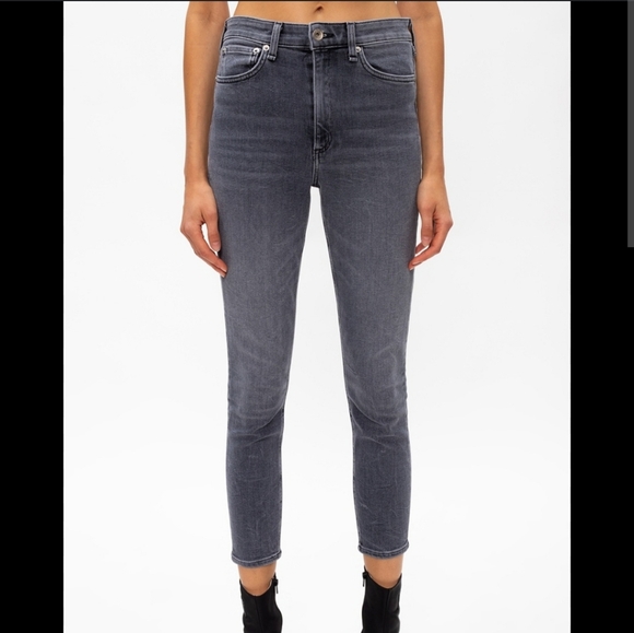 Rag & Bone Nina High Rise Ankle Gray Skinny Washed Black Sand River Jeans 32 - Picture 11 of 12